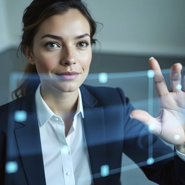 businesswoman-using-futuristic-interface